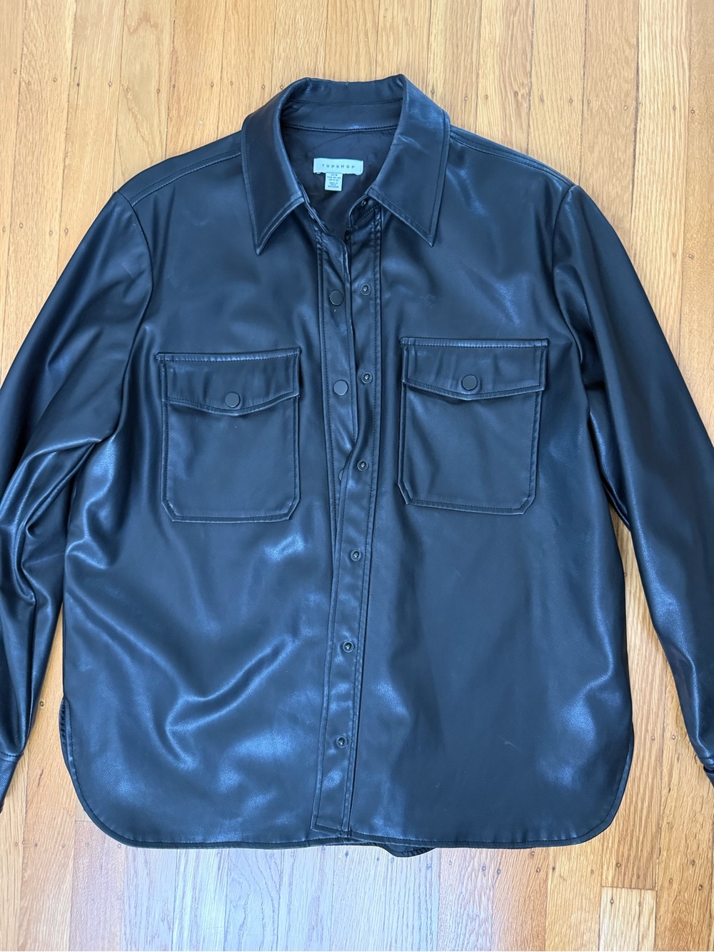 Topshop Black Faux Leather Jacket Size Medium